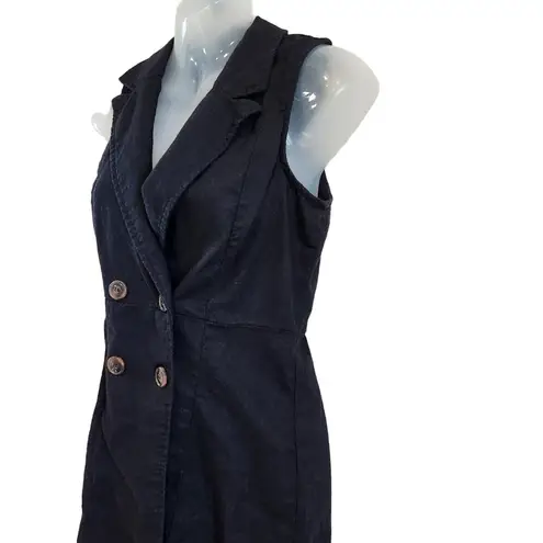 Love Tree  Linen Blend Sleeveless Notched Lapel Double Button Blazer Romper Small