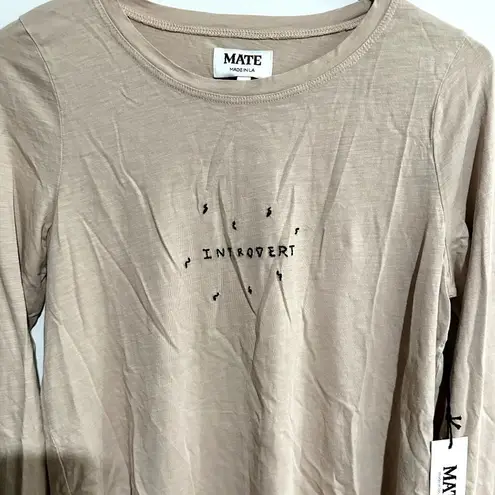 Mate the Label NWT "Introvert" Long Sleeve Tee in Latte - S/M
