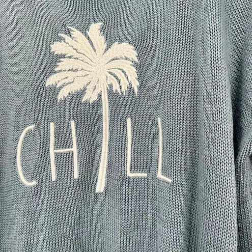 Marled Reunited Clothing light blue Chill palm tree knit pullover sweater sz XL