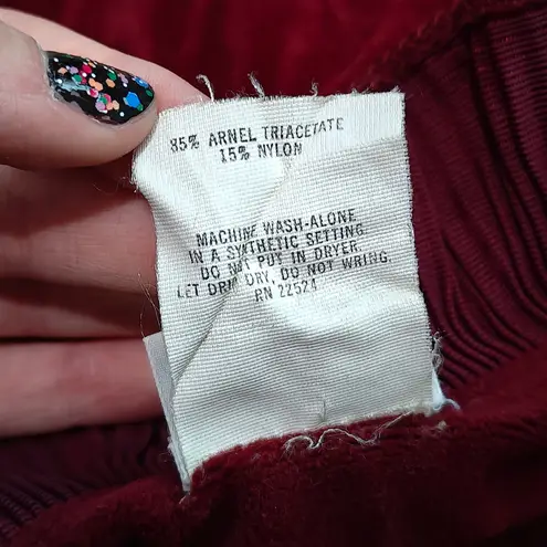 Vintage R. Michael Alan Deep Red Ruffle Trim House Coat Robe Womens Medium