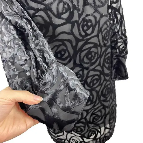 Junya Watanabe Comme des Garcons Black Long Sleeve Burnout Velvet Overlay Dress