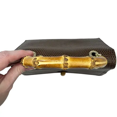 J. McLaughlin New Alison Pebbled Leather Top Crossbody Purse Bamboo Handle