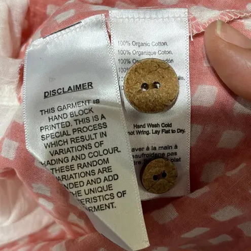 Emerson Fry Laurent Women's Blouse Pink Gingham Organic Cotton Peasant Top Small