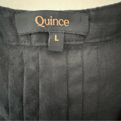 Quince Black Linen Tunic Dress L Flax Pin