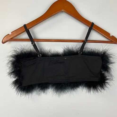 NEW Sugar Thrillz Black Feather Spaghetti Strap Bralette Size XXS