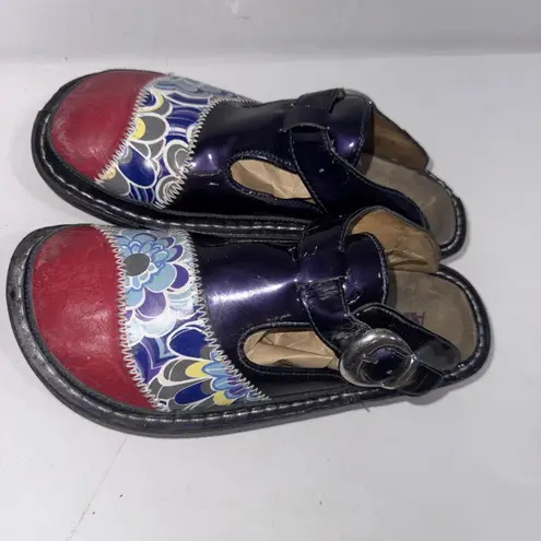 Alegria Patent Leather Animal Print Mule Clog Designer Comfort Shoe Size 8/38