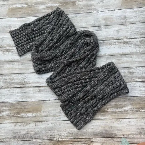 J. Crew Scarf Silver Metallic Skinny Cable Knit Y2K Glam 79” x 5”