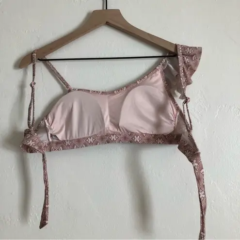 Pretty Me Swimwear Asymmetrical Shoulder Ruffle Geometric Swim Beach Bikini Top Red