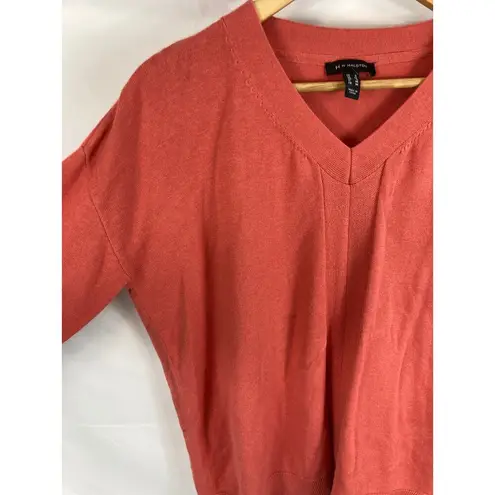 H by Halston V Neck Boyfriend Sweater w/ Rib Details size small