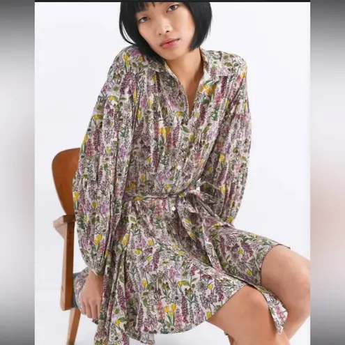 Chufy Forever Patagonia Ushi Mini Dress in Valdes Beige XS Long Sleeve Floral Pink Size M