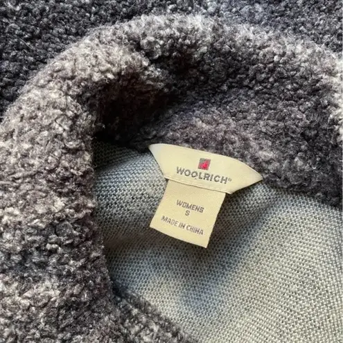 Woolrich Faux Shearling Toggle Front Shawl Collar Vest Onyx Gray Size Small