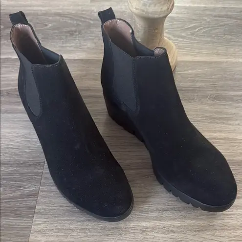 Wonders Black Ankle Boots 9 Women’s Wedge Leather Chelsea Booties