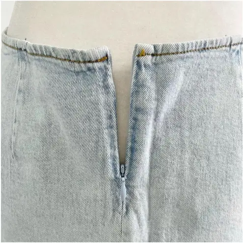 We Wore What New Cut Out Waist Belted Denim Mini Skirt Super Light Size Large