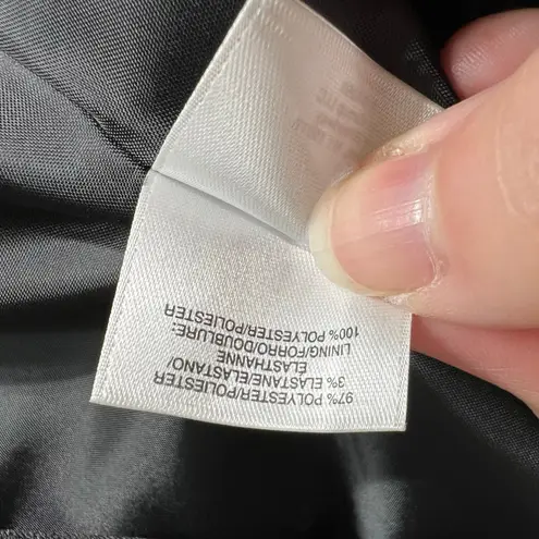 Kasper Womens Blazer Suit Jacket Zipper Pockets Black with White Accents Size 14