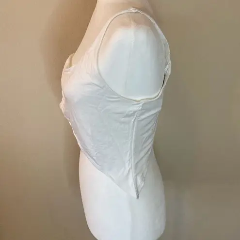 Naked Wardrobe  White Asymmetrical Crop Top Size XL (H7)