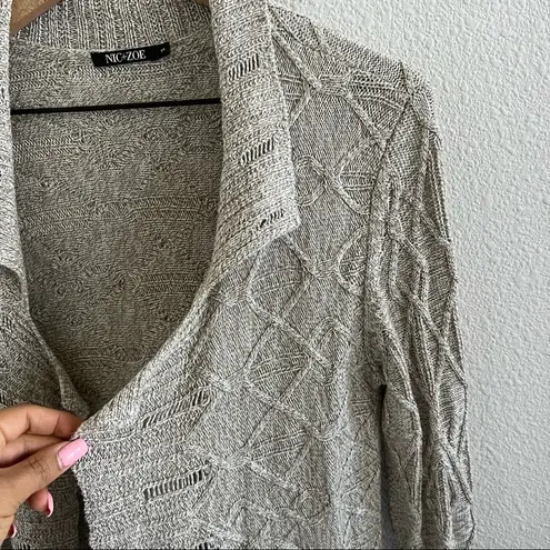 Nic+Zoe Champagne Open Front Knit Cardigan Boho Neutral Small