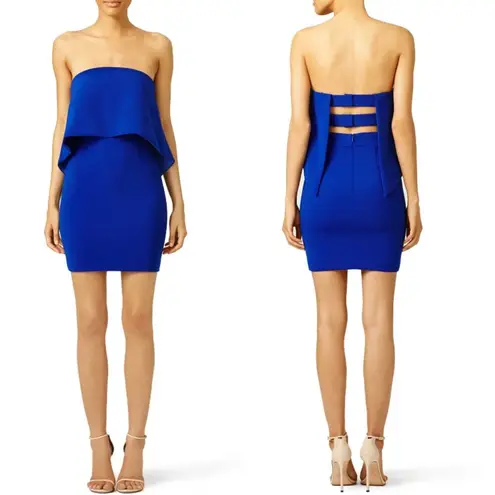 Jay Godfrey Cobalt Blue Viola Dress Strapless Ruffle Detail Mini Size US 4