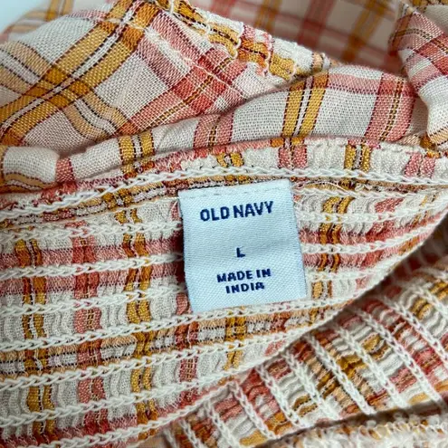 Old Navy  Ruffled Smocked Bodice Plaid Sleeveless Top Shirt for Women Large