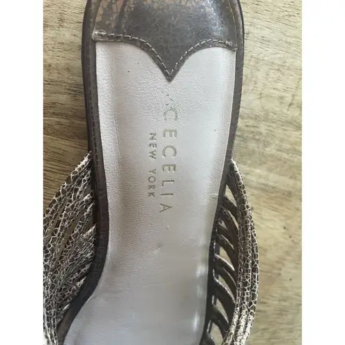 Cecelia Women's Bronze Sunset Gloria Metallic Slide Sandal Shoe Sz US 8 B Brown