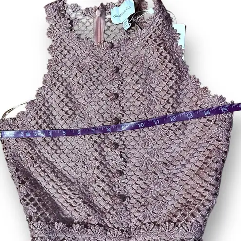 Alice McCALL Rouge pink Boogie Nights Cropped Metallic Crocheted Jumpsuit Size 0