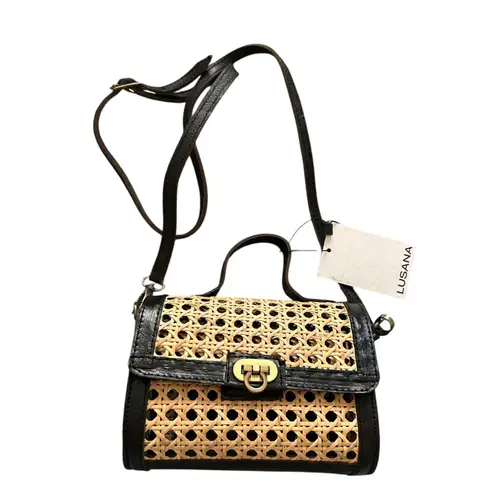 LUSANA Candice Rattan Crossbody/Handle Bag NWT Tan