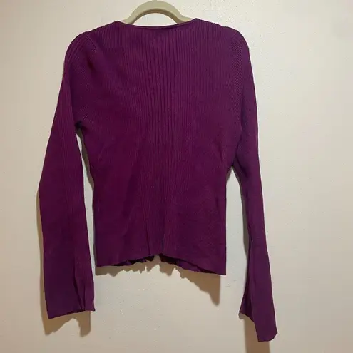 Anthropologie  Maeve Size XL Zip Zipper Front Cardigan Sweater Ribbed Purple