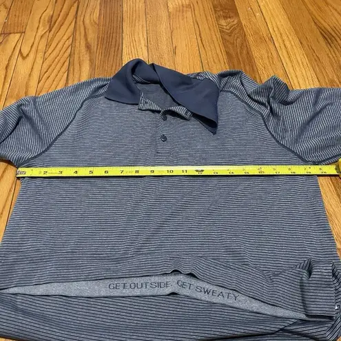 Lululemon  Blue Stripe Metal Vent Tech Polo Shirt Size Medium