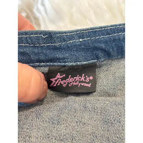 Frederick's of Hollywood Lightweight Dark Denim Jean Fitted Zip Jacket Fits XS