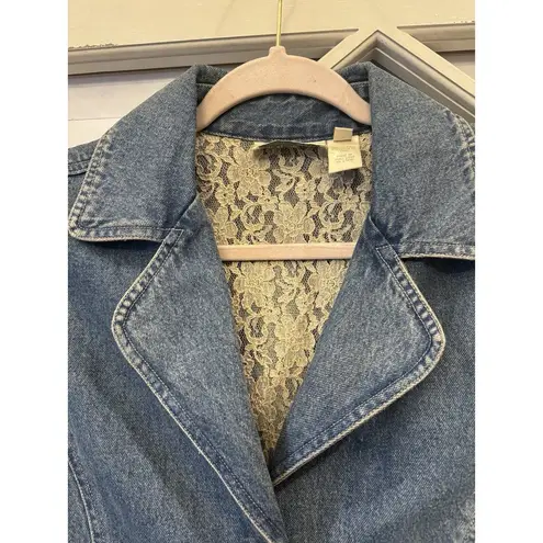 J Jill Jacket Out of The Blue Denim Blazer Chore coat Cotton Blend Small EUC