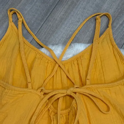 Free Assembly Mustard Yellow Sleeveless Tiered Midi Dress Size S