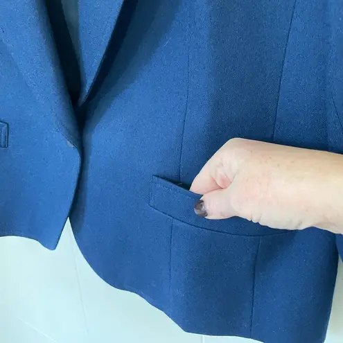 Pendleton Vintage Blue 100% Virgin Wool One Button Blazer Jacket ~ Size 14