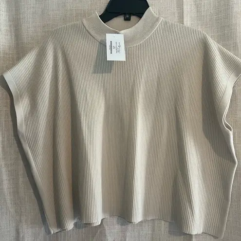 Zenana Outfitters Tan Boxy Crop Top with Mandarin Collar