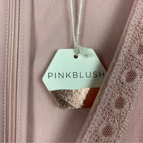 Pinkblush Pink Lace Mesh Overlay Maternity Maxi Dress Sz.1X NWT