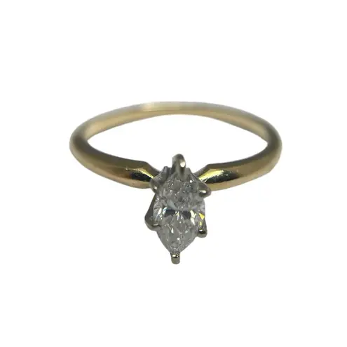 Vintage: .5 CT Marquise Diamond Solitaire Engagement Ring 𖦹 14K Gold Band 𖦹 5