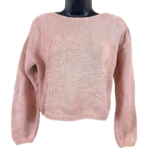 Vintage 80’s / 90’s SKYR Dusty Pink Cropped Knit Sweater Pink Size M