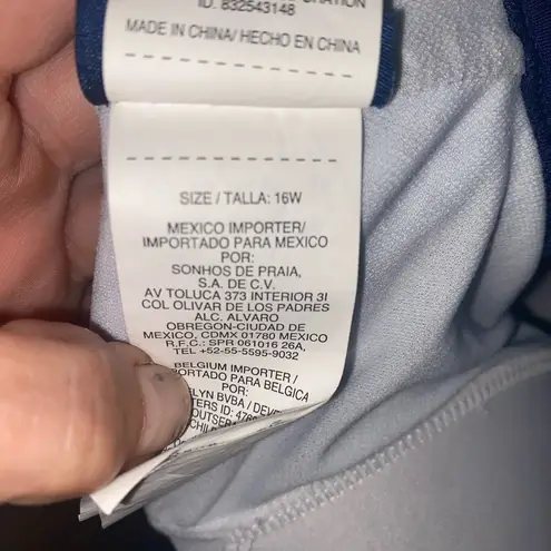 South Point Blue Geometric Tankini Criss Cross Back Adjustable Straps Top 16W