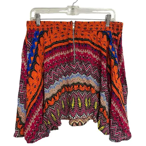Lily White Lilly White Colorful Skater Skirt Orange Red Blue Women's Size XL Festival Boho