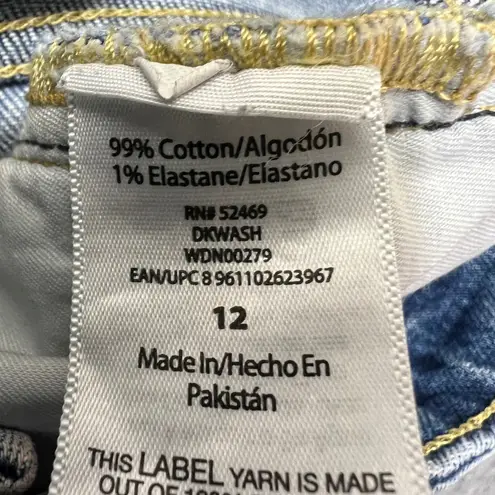 Free Assembly Denim Jean Shorts Raw Hem Blue Wash Womens Size 12 Cutoff Frayed