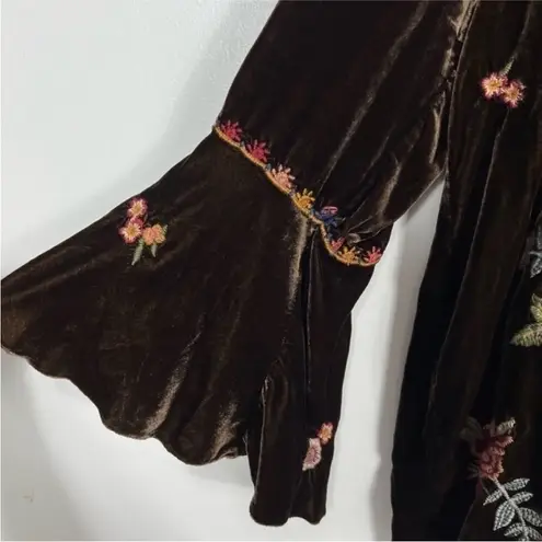Johnny Was Sisilia Embroidered Velvet Peasant Blouse and cropped pant set NWT
