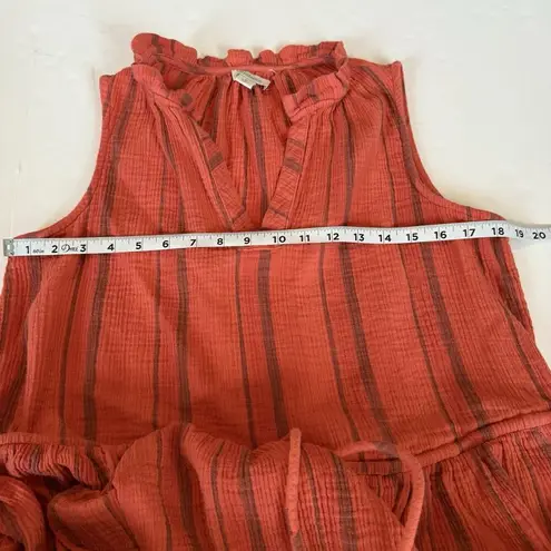 Sundance Adley Dress Sz MED Sea Coral Boho Resort Cotton Gauze Flowy Tiered EUC Orange