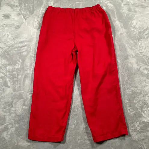 Quince Pants Large Red Linen Pull On Elastic Waist Classic Vacation Resort