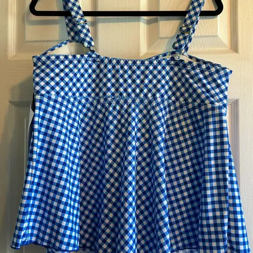 Shore Fit Blue Gingham Bikini Top Size 18W