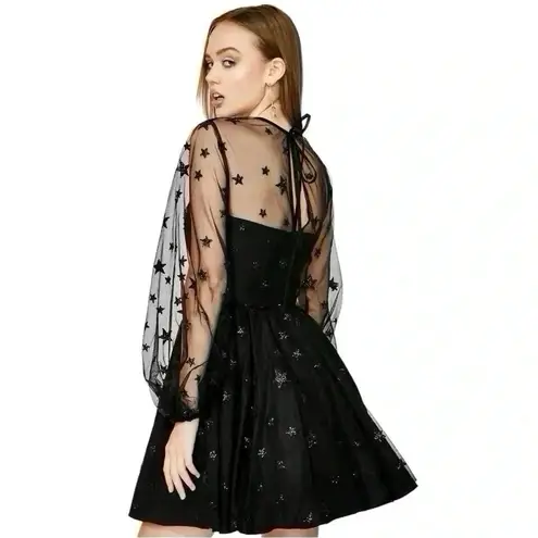 Lirika Matoshi Teuta Star Tulle Dress XL Black Celestial Mini Fairycore
