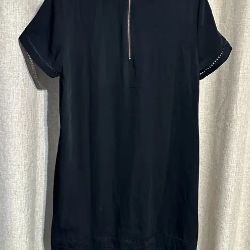 Cynthia Rowley  Black Embroidered Hem Short Sleeve Dress - Size 8