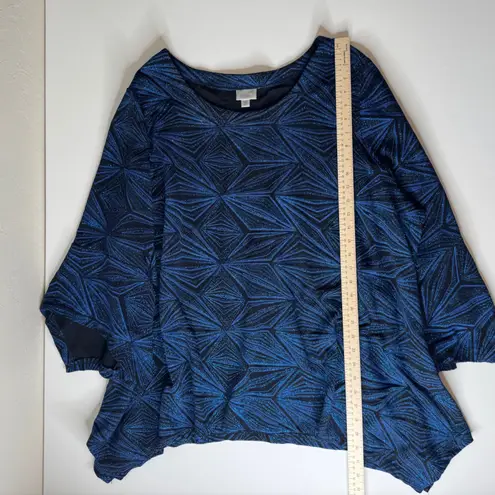 Avenue Sparkly Tunic Top Size 30/32 Hanky Hem Asymmetrical Stretch Glitter Party