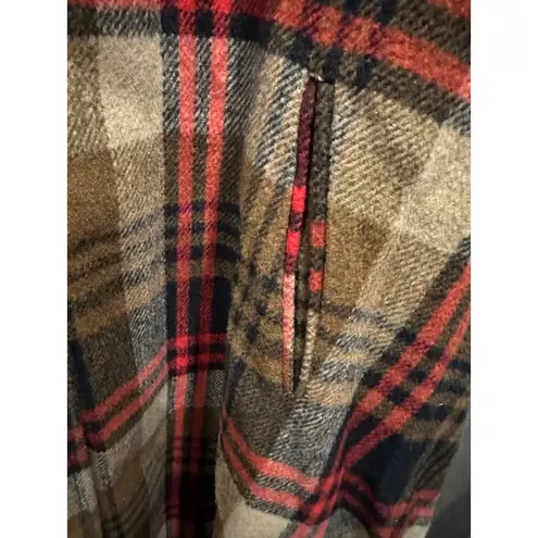 Vintage 70s Heavy Wool Tartan Plaid Classic Heritage Preppy One Size Cape Brown