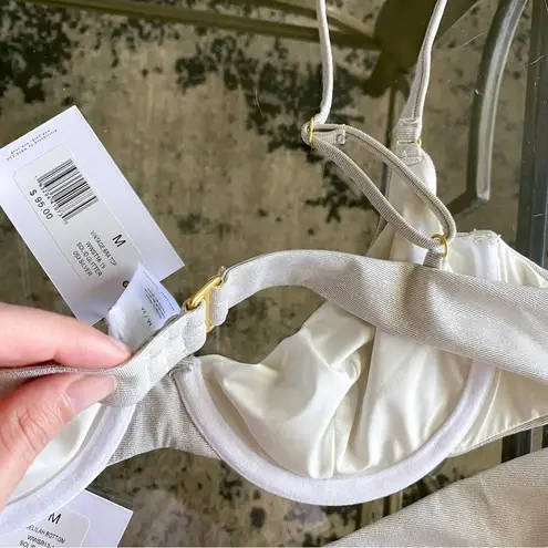 We Wore What Bikini Vintage Bra Delilah Shimmer Sparkly Solid Glitter Silver M NWT