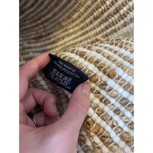 Chloe & Lex White Brown Jute Cotton Bag Tote Boho Coastal Beachy Picnic Natural