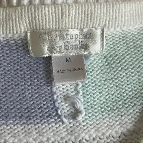 Christopher & Banks Short Sleeved Pastel Patchwork Sweater Medium Full Zip Beach