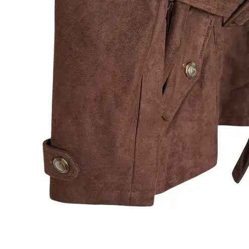 Armani Collezioni A Collezioni Suede chocolate brown leather jacket coat women's M NEW